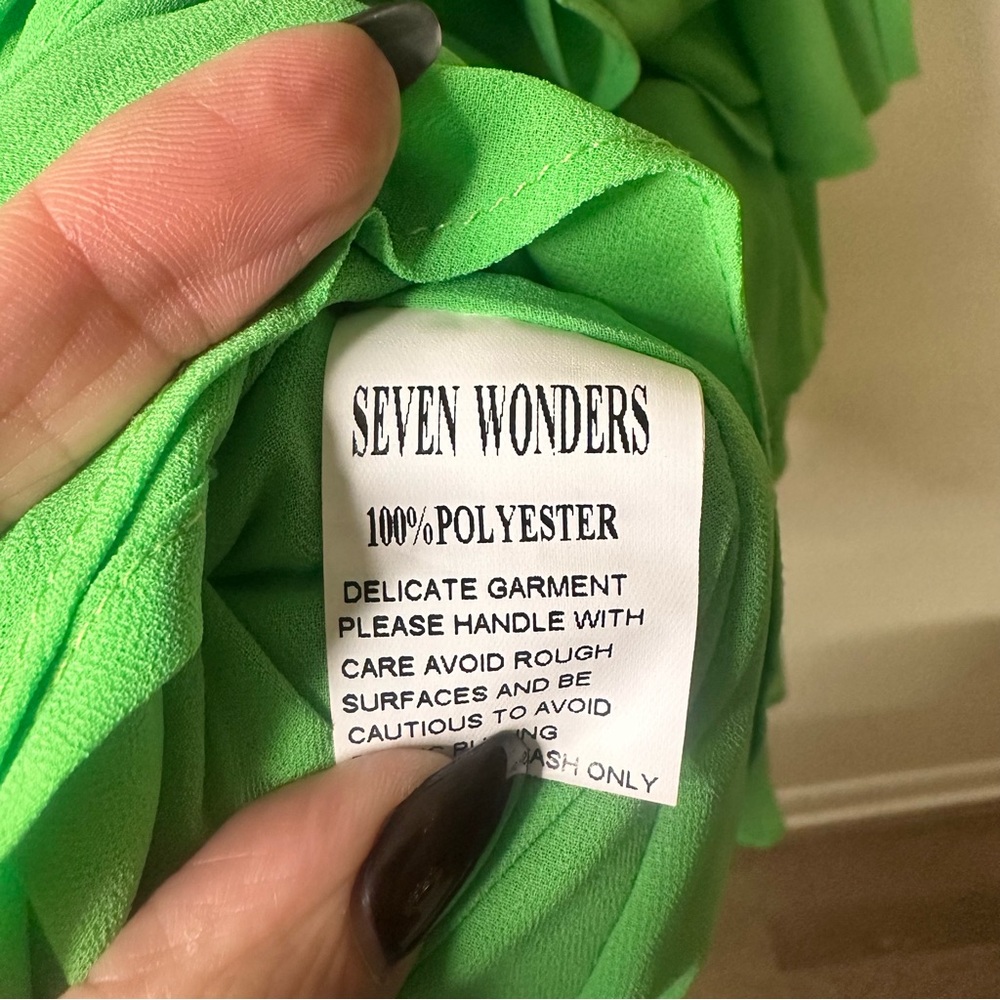 Green Ruffled Mini Dress - Picture 8 of 10
